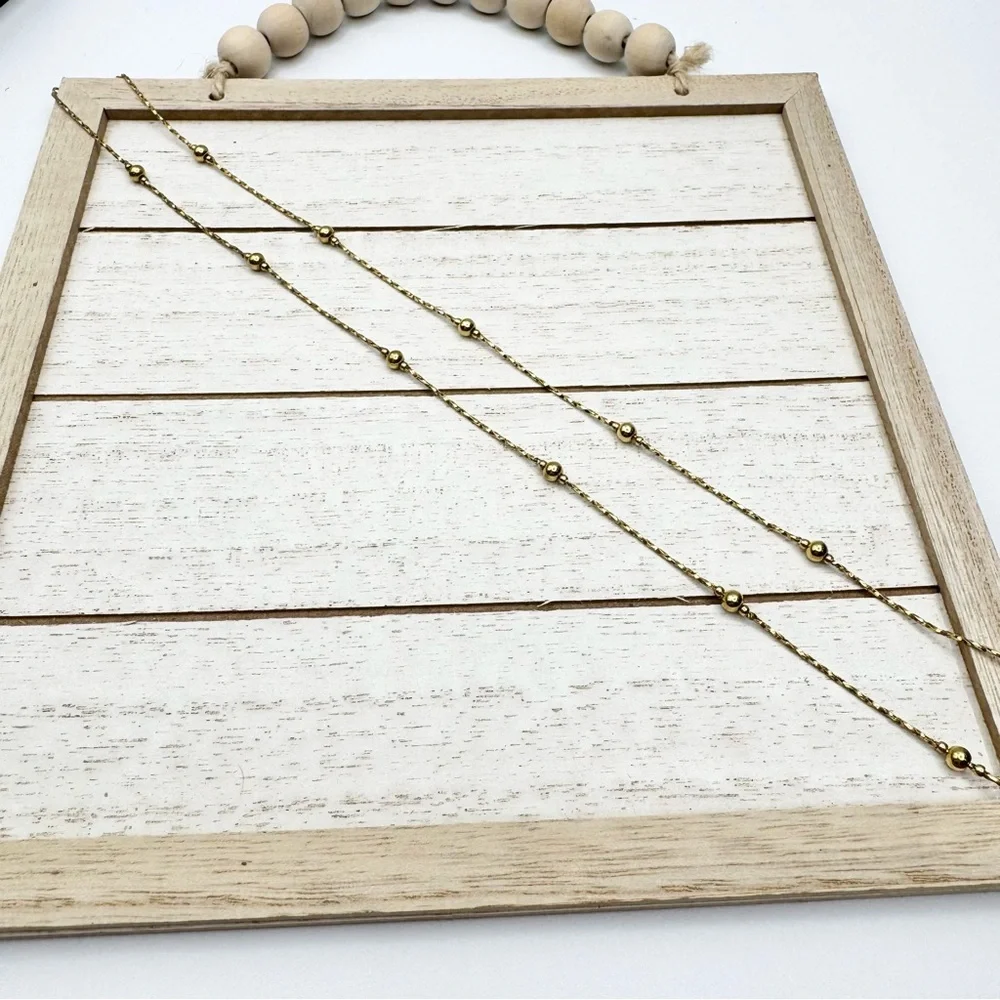 Crown PD Premier Designs 1980 Gold Tone Mirror Rope Chain Bead Necklaces 24” TWO
